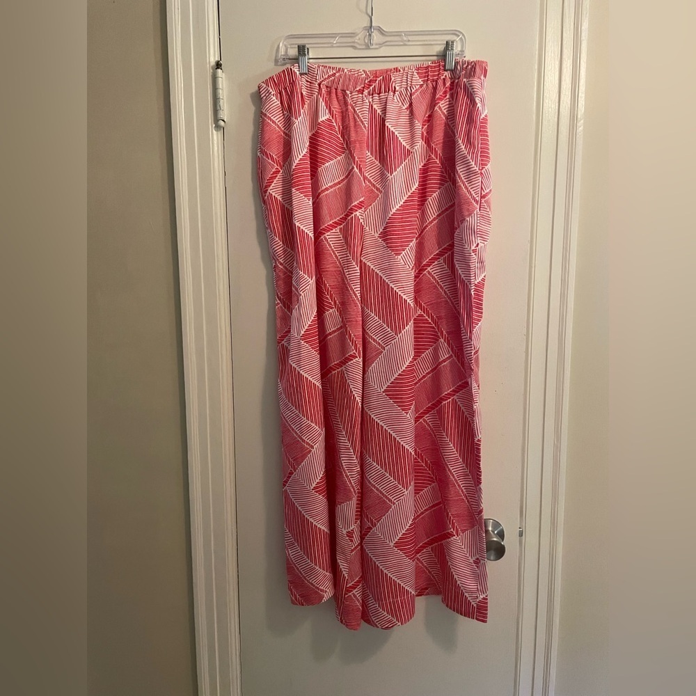 Maeve by Anthropologie Red White Zig Zag Wide Leg Pull on Pant Size XL